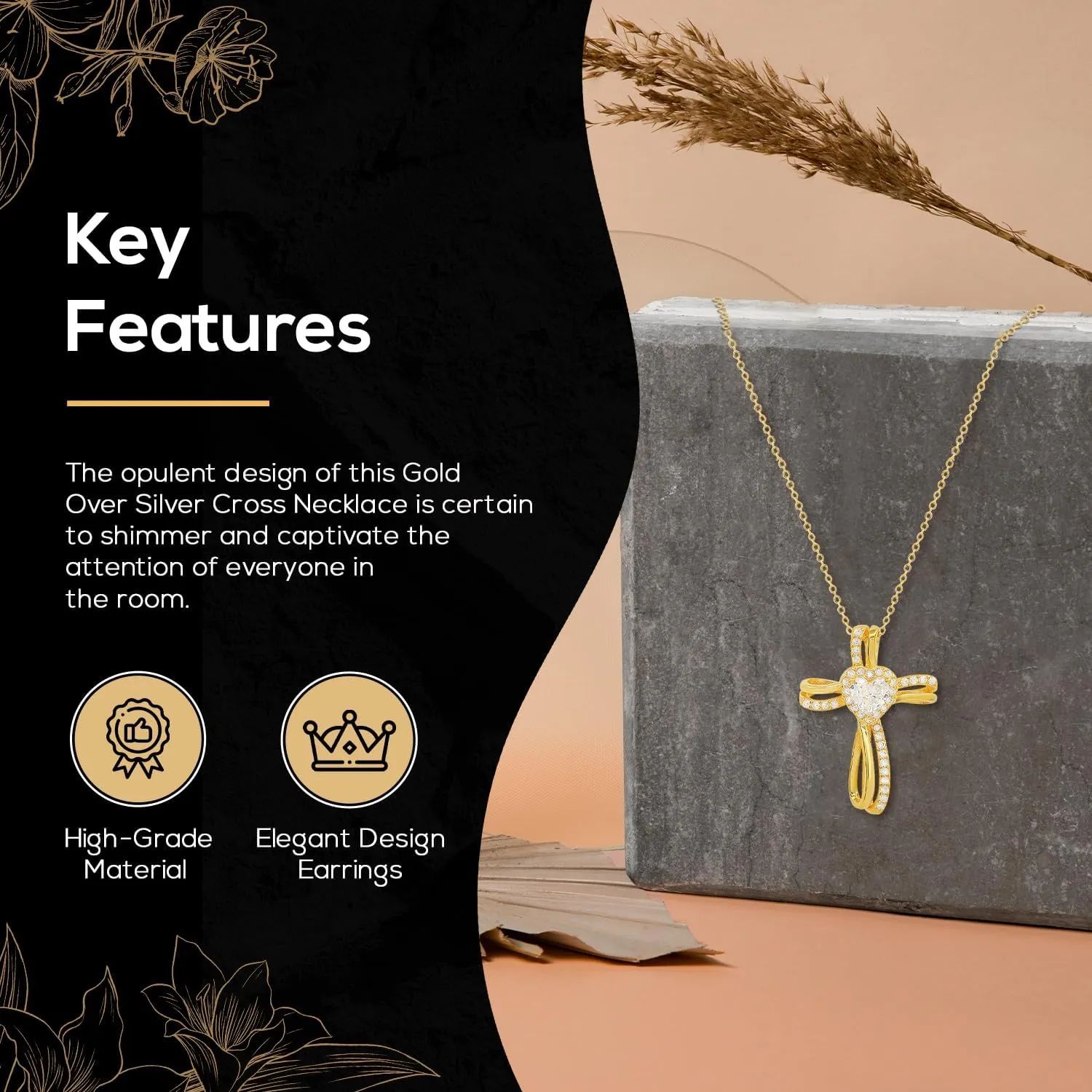 925 Sterling Silver Necklace | 14k Gold Cross Necklaces for Women | Silver Jewelry Crucifix Necklace Women | Dainty Gold Necklace Gold Jewelry for Women | 18" Silver Cross Pendant