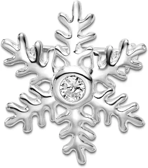 925 Sterling Silver Polished CZ Simulated Diamond Snowflake Pin and Pendant Necklace 34x28mm Wide Brooches and-Pin for Women