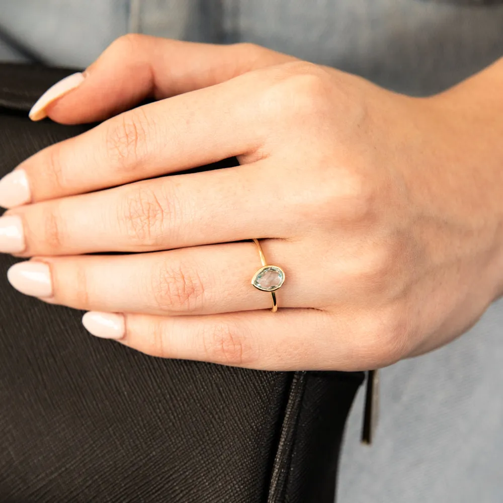 9ct Yellow Gold Natural Blue Topaz Ring