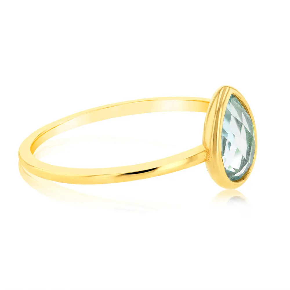 9ct Yellow Gold Natural Blue Topaz Ring