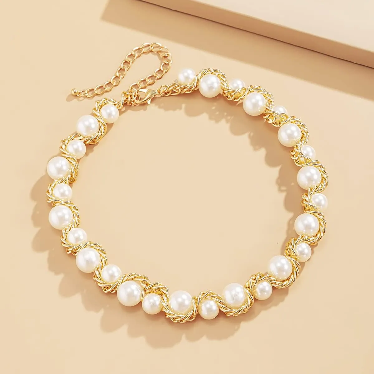 Artificial Pearl Necklaces For Women??White Big Pearl Layer Silver Necklace Beaded Trendy Heart Dainty Statement Cute Wedding Simple Bride Jewelry For Women
