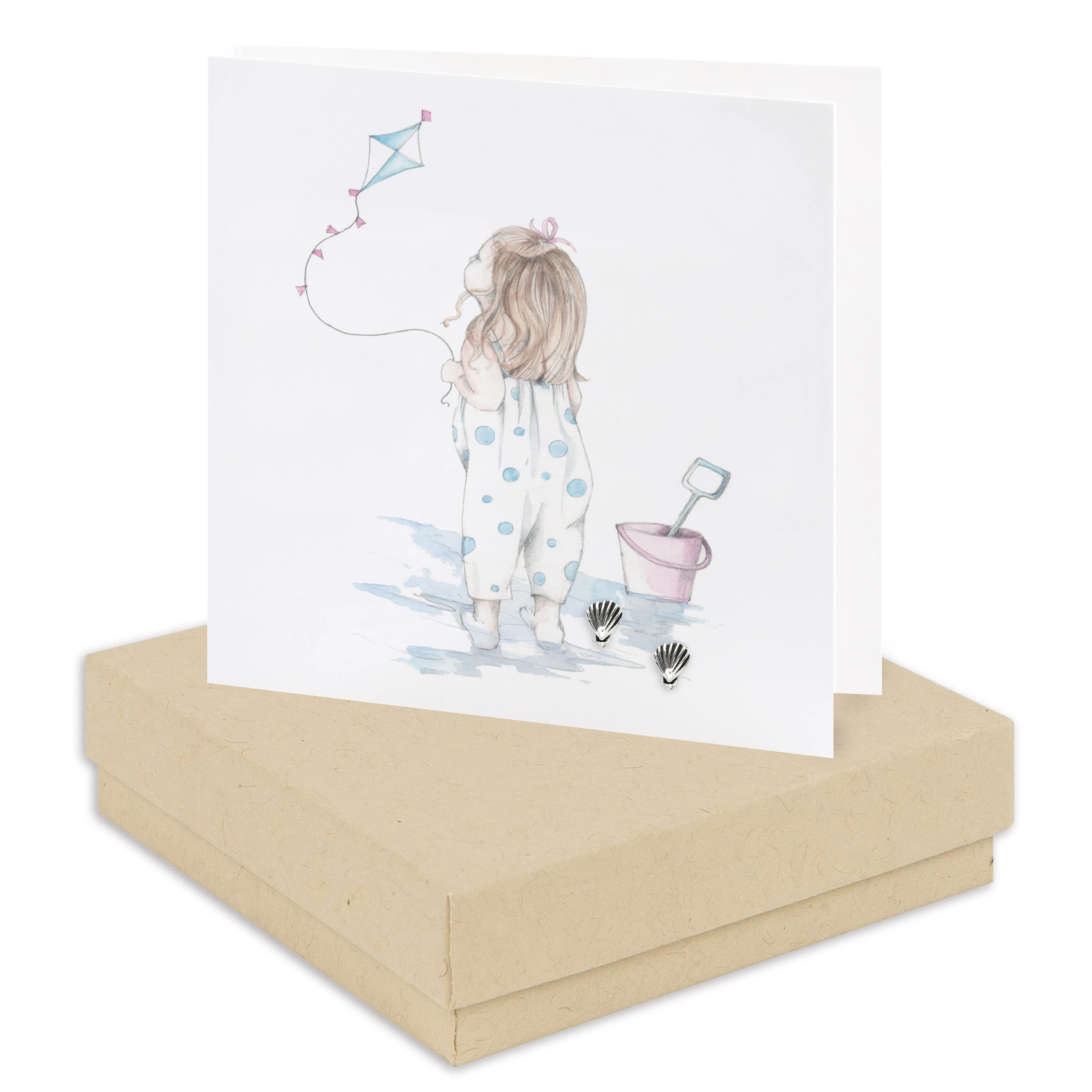 Beach Baby Sterling Silver Stud Earrings - Unique Boxed Gift Card