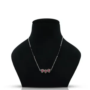 Beautiful Silver Mangalsutra Set Featuring a Vibrant Red Stone