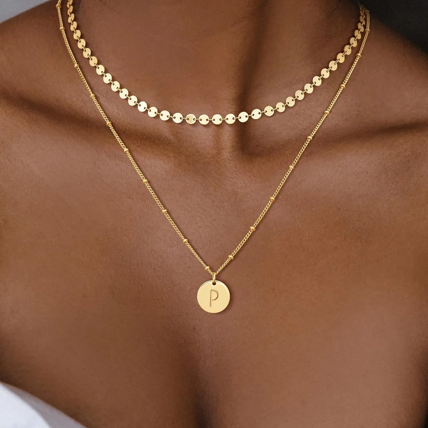 BENEIGE Initial Necklace for Women 14K Gold Plated Letter Pendant Necklaces Dainty Gold Layered Necklace Jewelry For Women