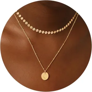 BENEIGE Initial Necklace for Women 14K Gold Plated Letter Pendant Necklaces Dainty Gold Layered Necklace Jewelry For Women