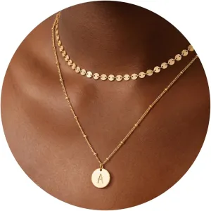 BENEIGE Initial Necklace for Women 14K Gold Plated Letter Pendant Necklaces Dainty Gold Layered Necklace Jewelry For Women