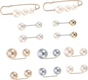 BESPORTBLE 12pcs Pearl Brooch Pins for Women Slip Waistline Decor Durable Alloy Exquisite Design for Skirts Cardigans Elegant Jewelry Accessories
