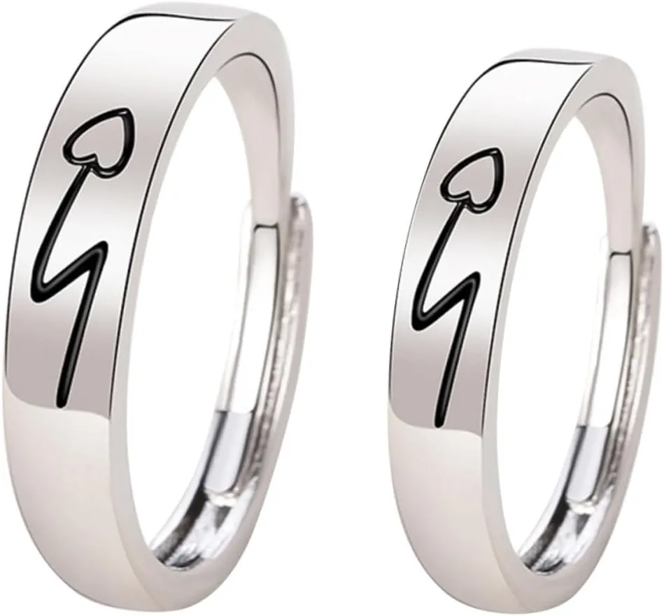 BESPORTBLE 20th Anniversary Couples Promise Rings Heart Shape Adjustable Size for Men and Women