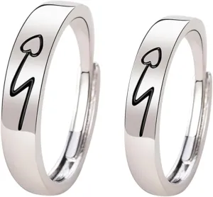 BESPORTBLE 20th Anniversary Couples Promise Rings Heart Shape Adjustable Size for Men and Women