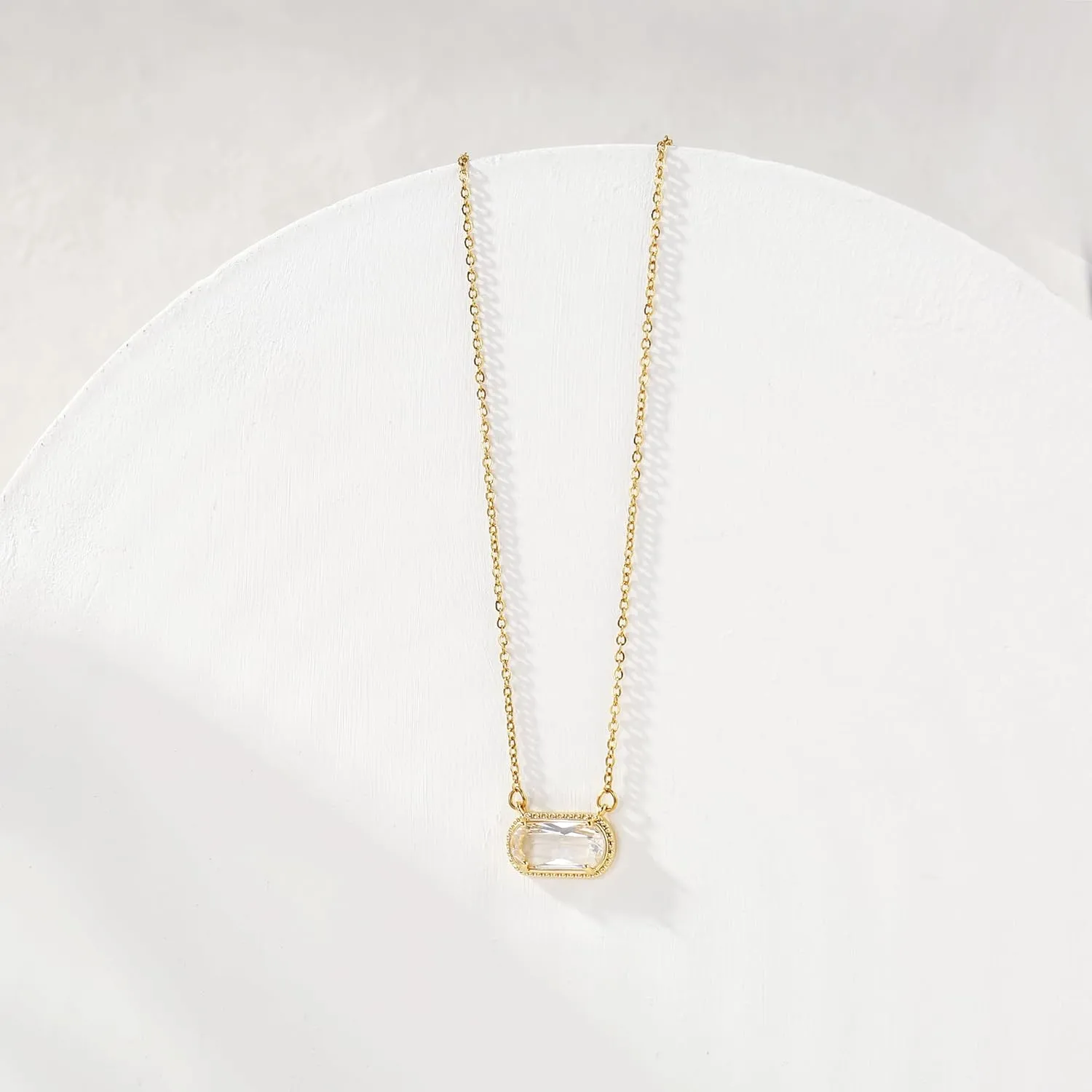 Birthstone Necklace for Women 14k Gold Plated Preppy Oval Stone Necklaces Trendy Zircon Pendant Necklaces Birthday Gifts for Women Mom Wife Friends