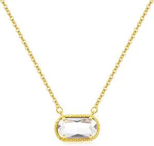 Birthstone Necklace for Women 14k Gold Plated Preppy Oval Stone Necklaces Trendy Zircon Pendant Necklaces Birthday Gifts for Women Mom Wife Friends