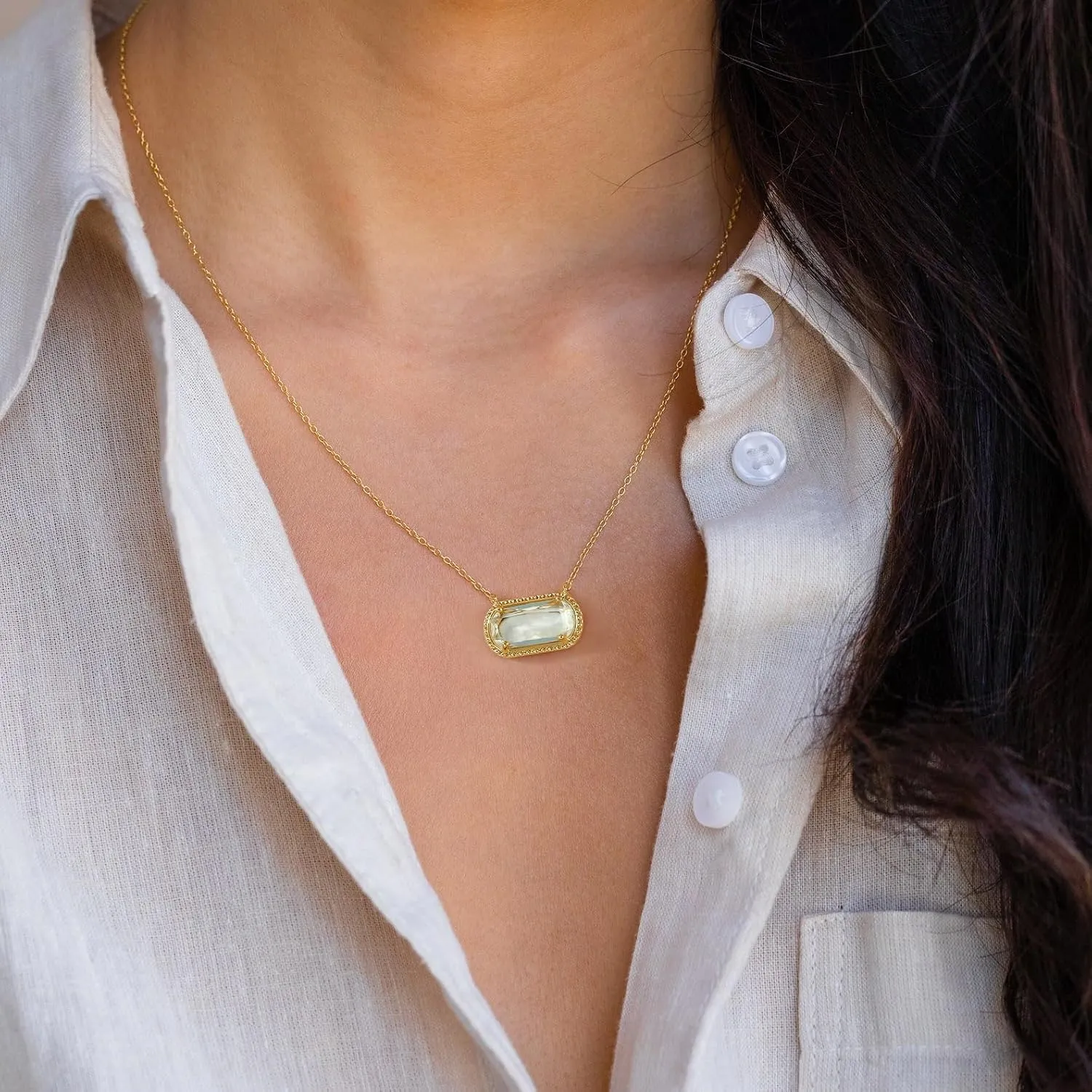 Birthstone Necklace for Women 14k Gold Plated Preppy Oval Stone Necklaces Trendy Zircon Pendant Necklaces Birthday Gifts for Women Mom Wife Friends