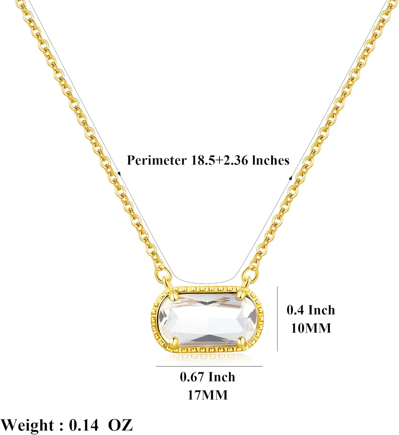 Birthstone Necklace for Women 14k Gold Plated Preppy Oval Stone Necklaces Trendy Zircon Pendant Necklaces Birthday Gifts for Women Mom Wife Friends