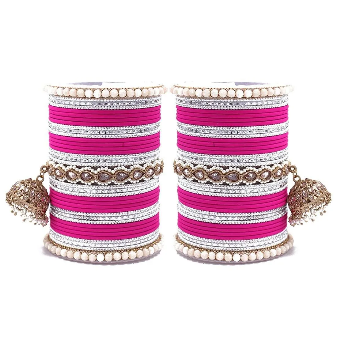 Bollywood Style jhumki Kundan Pearl Tassel Bangles Set