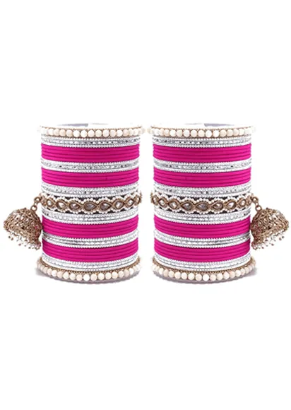 Bollywood Style jhumki Kundan Pearl Tassel Bangles Set