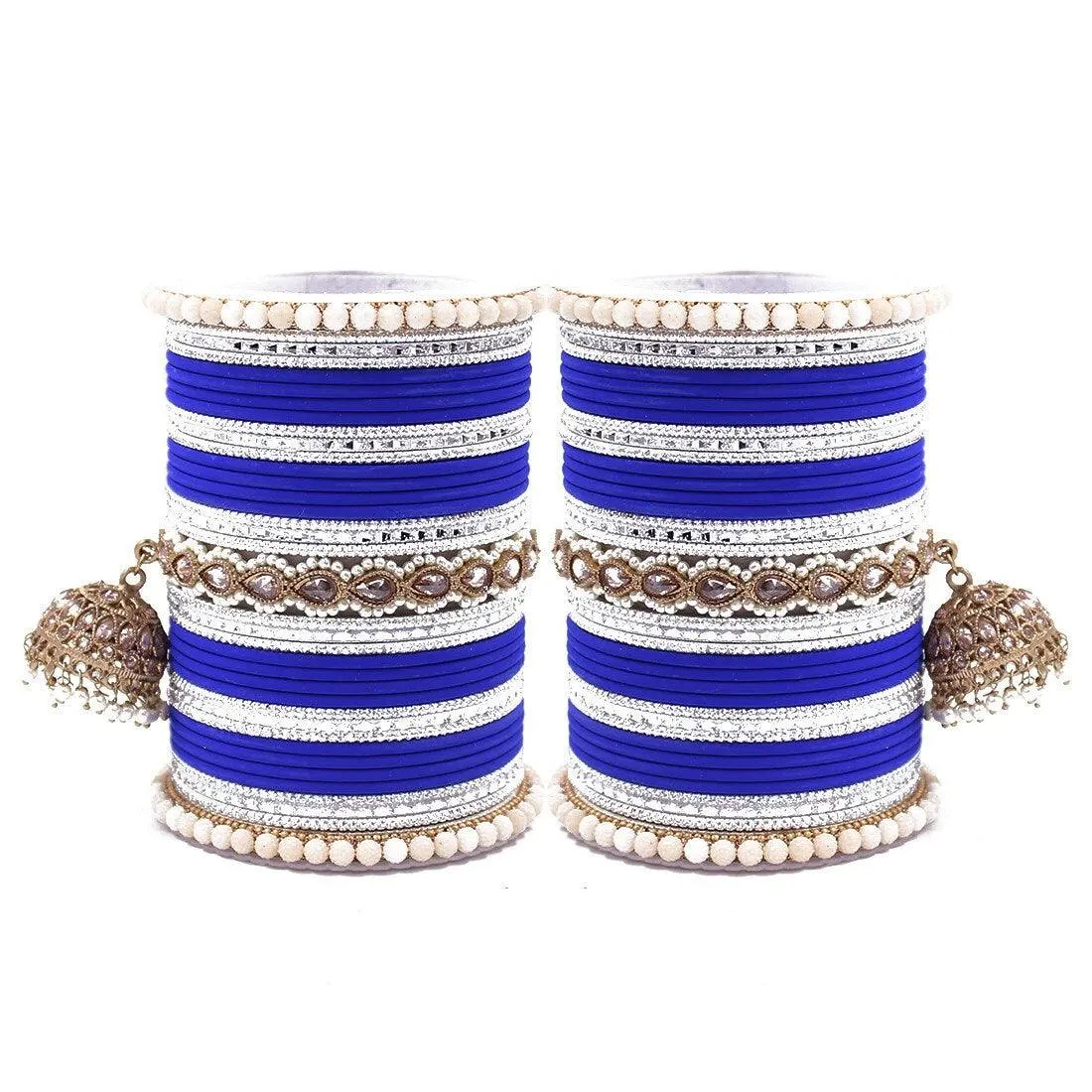 Bollywood Style jhumki Kundan Pearl Tassel Bangles Set