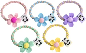 Braided Twist Flower Panda Headband Cartoon Hairband Elastic Headband Panda Style Hair Rope Women's Ponytail Hair Clip Suitable for Girls' Hair Making