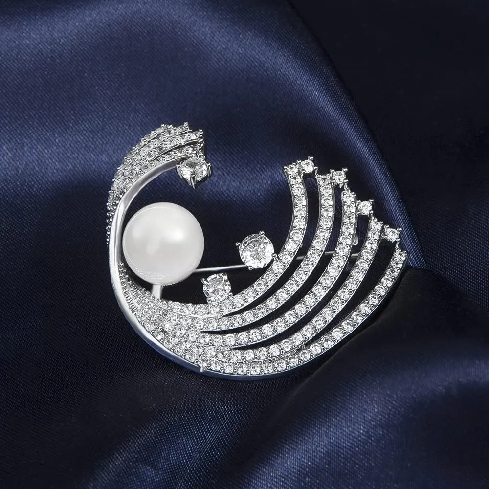 Brooches for Women, Shiny Cubic Zirconia Brooch Pins for Women Fashion Brooch Pin Broach Jewelry Gift
