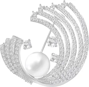 Brooches for Women, Shiny Cubic Zirconia Brooch Pins for Women Fashion Brooch Pin Broach Jewelry Gift