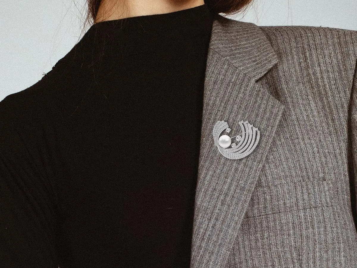 Brooches for Women, Shiny Cubic Zirconia Brooch Pins for Women Fashion Brooch Pin Broach Jewelry Gift