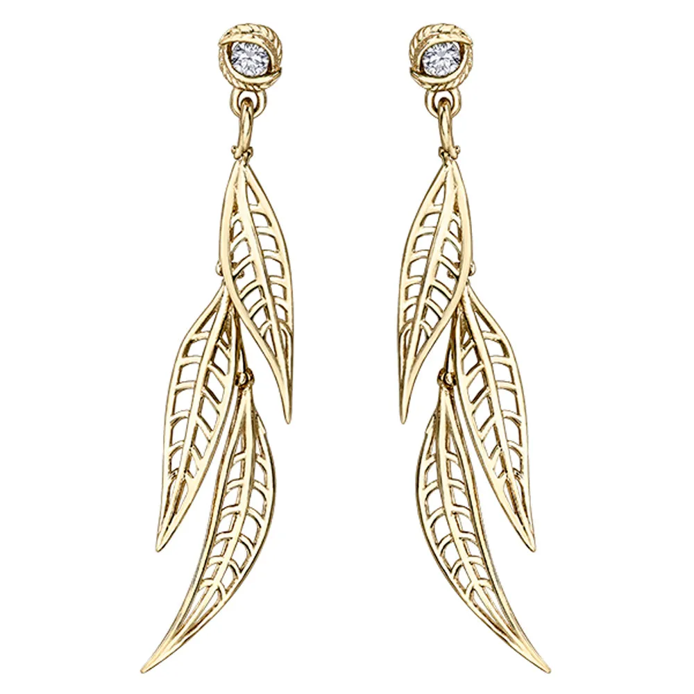 Canadian Diamond Leaf Dangle Earrings