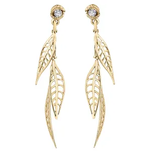 Canadian Diamond Leaf Dangle Earrings