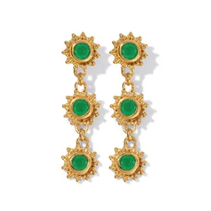 Cascading Soleil Stud, Green Onyx, Gold