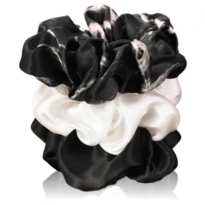Celestial Silk Mulberry Silk Scrunchies for Hair (Black, Ivory, Black Marble)