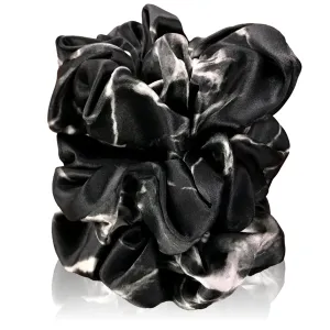 Celestial Silk Mulberry Silk Scrunchies for Hair (Black Marble)