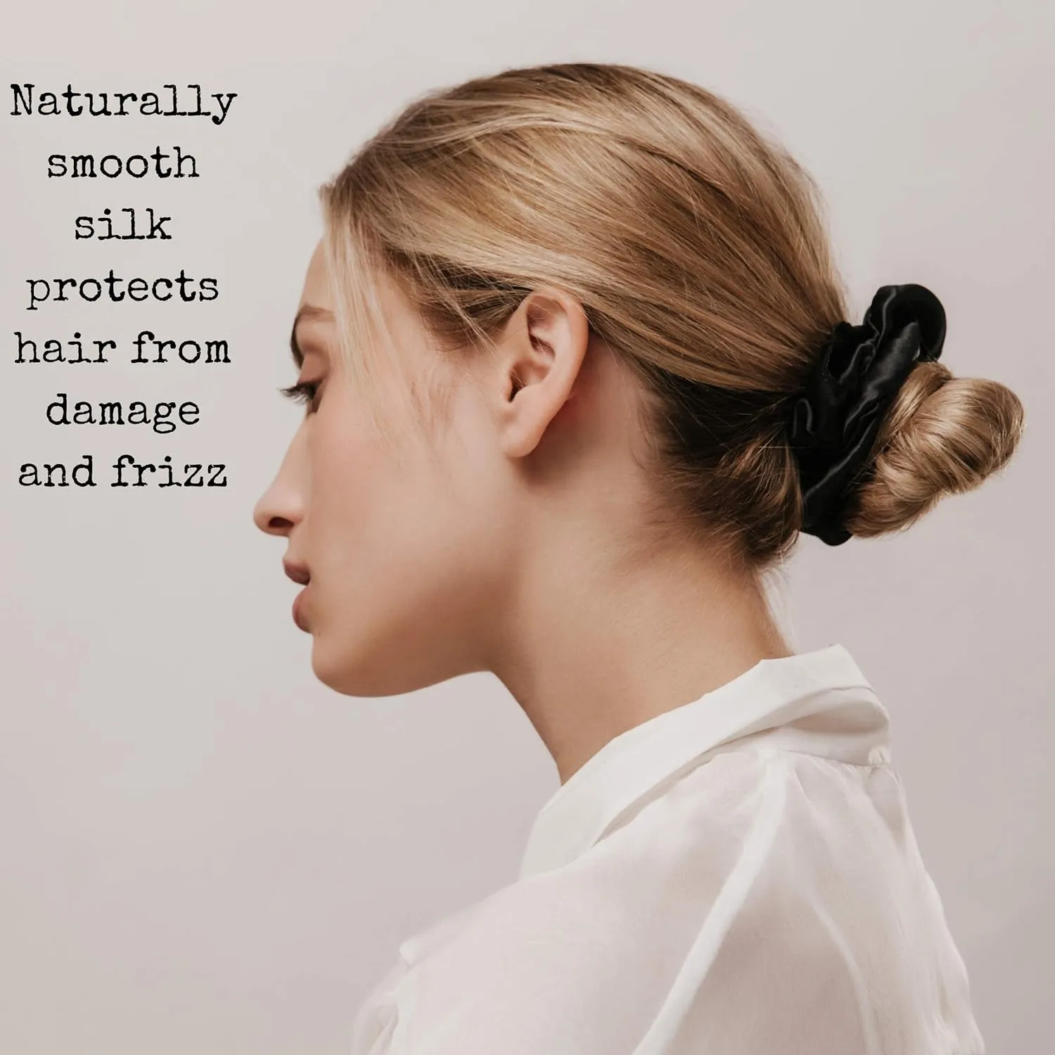 Celestial Silk Mulberry Silk Scrunchies for Hair (Black Marble)