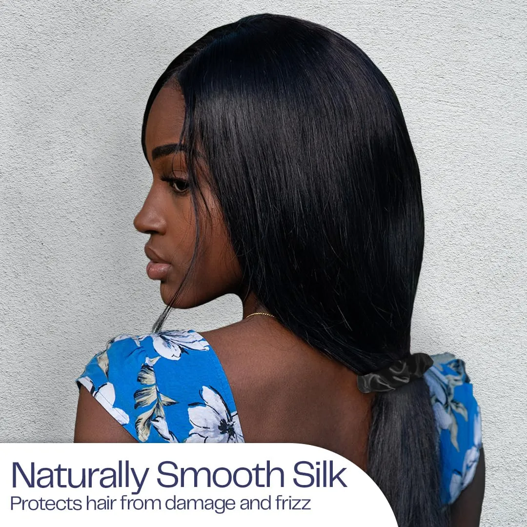 Celestial Silk Mulberry Silk Scrunchies for Hair (Black)