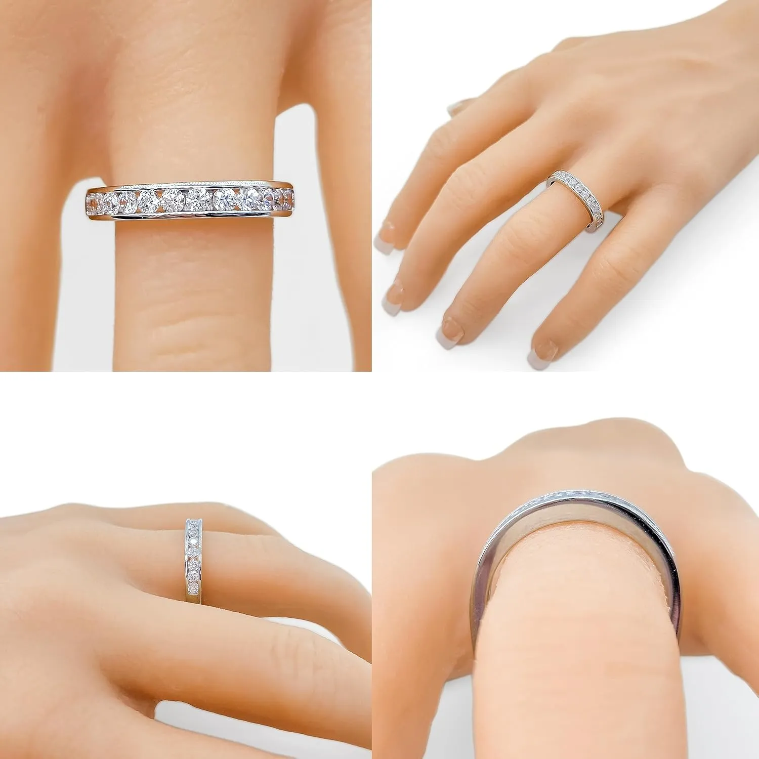 Central Diamond Center 3 Stone Past Present Future Ring also matching band your choice Gold-Silver Cz-2.50ctw & 3.50ctw