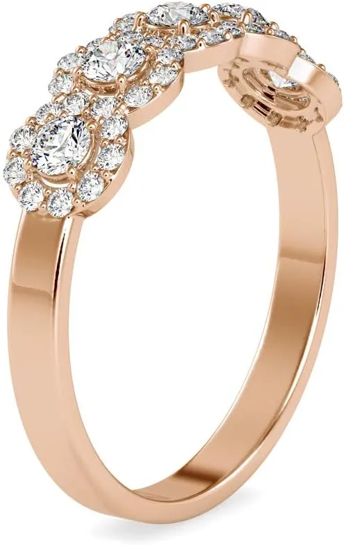Certified 5 Stone Diamond Ring Studded with 48 Round Natural Diamond in 14k White/Yellow/Rose Gold Wedding Ring for Women | Bridal Ring for Her | Anniversary Ring for Couple (0.45 Ct, IJ-SI)