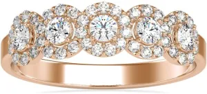 Certified 5 Stone Diamond Ring Studded with 48 Round Natural Diamond in 14k White/Yellow/Rose Gold Wedding Ring for Women | Bridal Ring for Her | Anniversary Ring for Couple (0.45 Ct, IJ-SI)