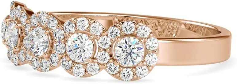 Certified 5 Stone Diamond Ring Studded with 48 Round Natural Diamond in 14k White/Yellow/Rose Gold Wedding Ring for Women | Bridal Ring for Her | Anniversary Ring for Couple (0.45 Ct, IJ-SI)