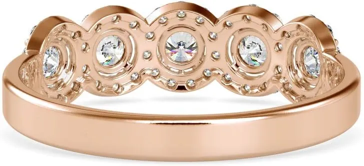 Certified 5 Stone Diamond Ring Studded with 48 Round Natural Diamond in 14k White/Yellow/Rose Gold Wedding Ring for Women | Bridal Ring for Her | Anniversary Ring for Couple (0.45 Ct, IJ-SI)