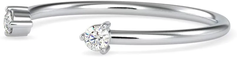 Certified Adjustable Diamond Ring Studded with 2 Round Cut Natural Diamond in 14k White/Yellow/Rose Gold for Women Wedding Jewelry | Couple Bridal Ring | Promise Ring (0.08 Ct, IJ-SI)