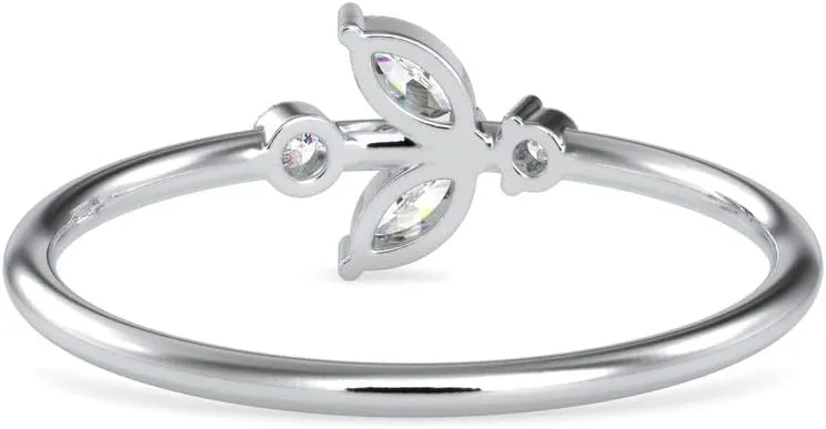 Certified Bridal Ring Studded with 0.1 Ct Marquise & 0.05 Ct Round Natural Diamond in 14k White/Yellow/Rose Gold Wedding Band Ring for Women on Her Wedding Celebration | Couple Promise Ring (IJ-SI)