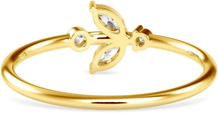 Certified Bridal Ring Studded with 0.1 Ct Marquise & 0.05 Ct Round Natural Diamond in 18k White/Yellow/Rose Gold Wedding Band Ring for Women on Her Wedding Celebration | Couple Promise Ring (IJ-SI)