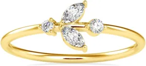Certified Bridal Ring Studded with 0.1 Ct Marquise & 0.05 Ct Round Natural Diamond in 18k White/Yellow/Rose Gold Wedding Band Ring for Women on Her Wedding Celebration | Couple Promise Ring (IJ-SI)