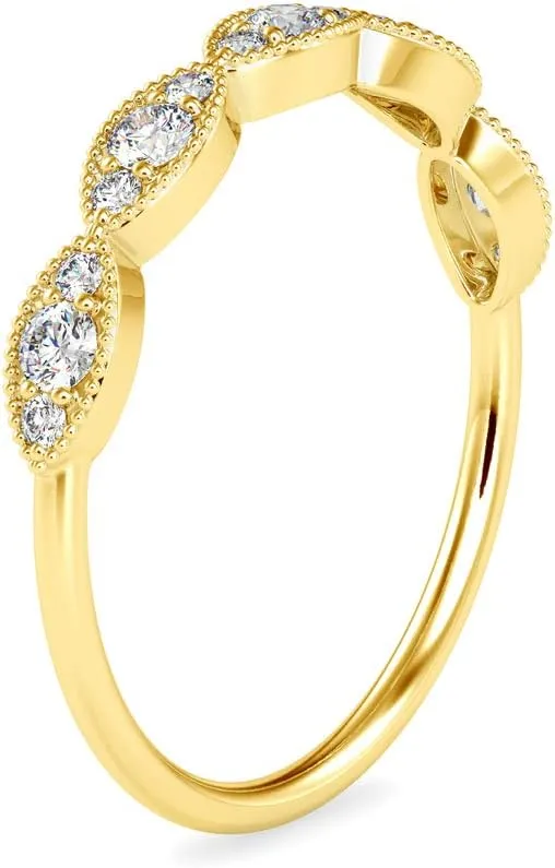 Certified Bridal Ring Studded with 15 Round Natural Diamond in 14k White/Yellow/Rose Gold Wedding Band Ring for Women on Her Wedding Celebration | Couple Promise Ring (0.28 Ct, IJ-SI)