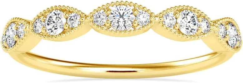 Certified Bridal Ring Studded with 15 Round Natural Diamond in 14k White/Yellow/Rose Gold Wedding Band Ring for Women on Her Wedding Celebration | Couple Promise Ring (0.28 Ct, IJ-SI)