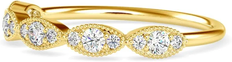 Certified Bridal Ring Studded with 15 Round Natural Diamond in 14k White/Yellow/Rose Gold Wedding Band Ring for Women on Her Wedding Celebration | Couple Promise Ring (0.28 Ct, IJ-SI)
