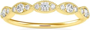 Certified Bridal Ring Studded with 15 Round Natural Diamond in 14k White/Yellow/Rose Gold Wedding Band Ring for Women on Her Wedding Celebration | Couple Promise Ring (0.28 Ct, IJ-SI)
