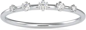 Certified Bridal Ring Studded with 5 Round Natural Diamond in 18k White/Yellow/Rose Gold Couple Promise Ring for Women | Wedding Band Ring for Her | Wedding Jewelry (0.08 Cttw, IJ-SI)