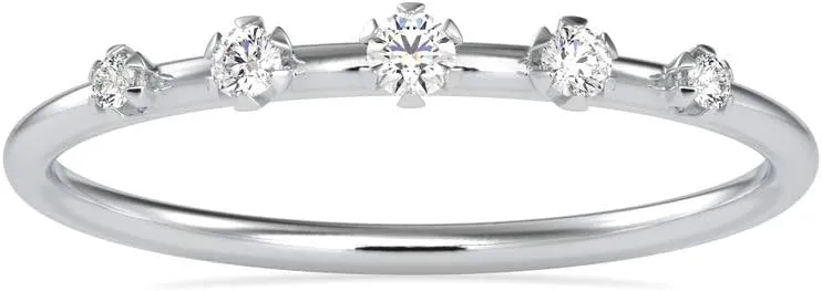 Certified Bridal Ring Studded with 5 Round Natural Diamond in 18k White/Yellow/Rose Gold Couple Promise Ring for Women | Wedding Band Ring for Her | Wedding Jewelry (0.08 Cttw, IJ-SI)