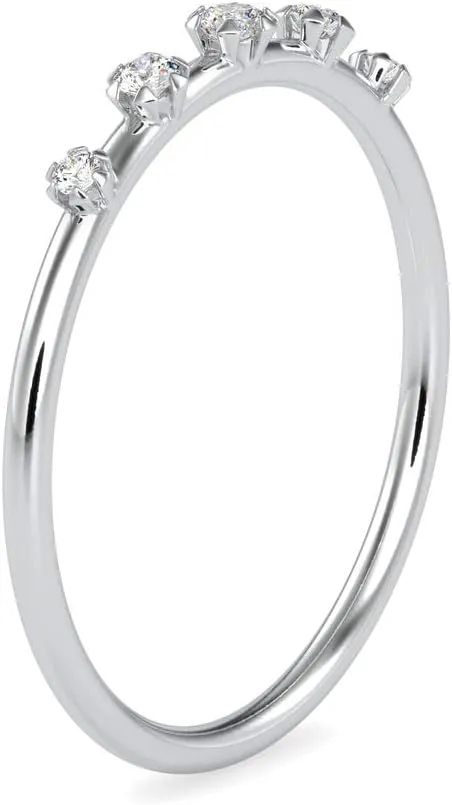 Certified Bridal Ring Studded with 5 Round Natural Diamond in 18k White/Yellow/Rose Gold Couple Promise Ring for Women | Wedding Band Ring for Her | Wedding Jewelry (0.08 Cttw, IJ-SI)