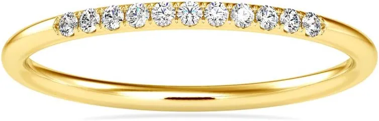 Certified Channel Setting Ring Studded with 11 pcs Round Cut Natural Diamond in 18k White/Yellow/Rose Gold Wedding Band Ring for Women | Bridal Ring for Her | Couple Promise Ring (0.07 Ct, IJ-SI)