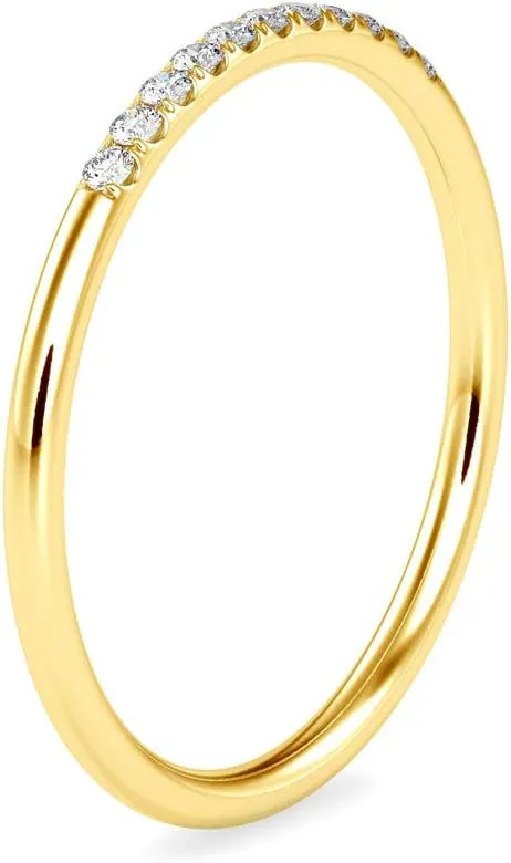 Certified Channel Setting Ring Studded with 11 pcs Round Cut Natural Diamond in 18k White/Yellow/Rose Gold Wedding Band Ring for Women | Bridal Ring for Her | Couple Promise Ring (0.07 Ct, IJ-SI)