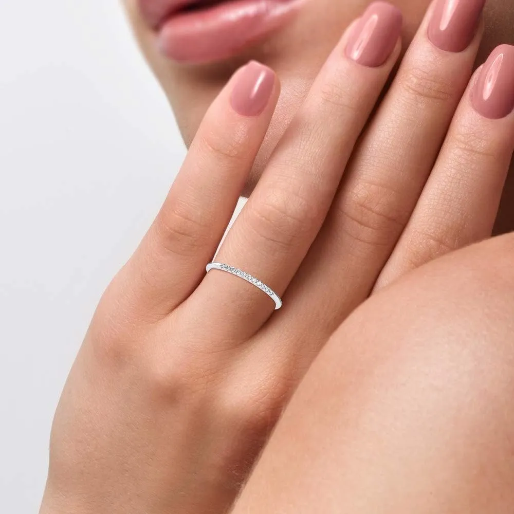 Certified Channel Setting Ring Studded with 11 pcs Round Cut Natural Diamond in 18k White/Yellow/Rose Gold Wedding Band Ring for Women | Bridal Ring for Her | Couple Promise Ring (0.07 Ct, IJ-SI)